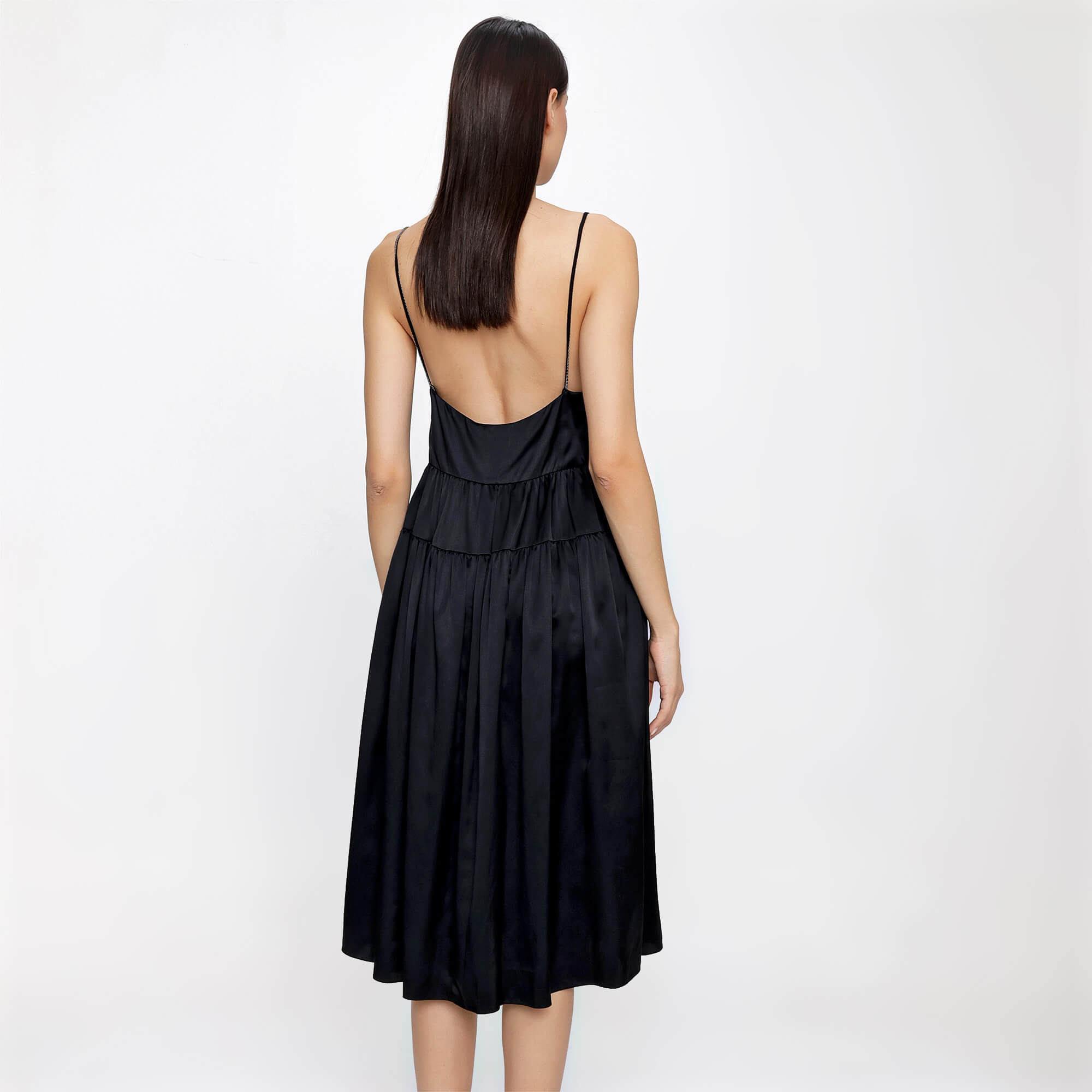 Yves Saint Laurent - Black Chain Embroidered Strap Dress